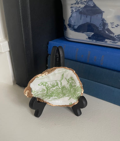 Green Toile Reverie | Petite Oyster Display Shell