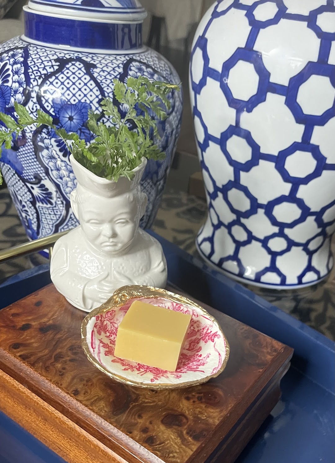 Pink Harvest Toile | Grande or Medium Clam Shell Trinket Dish