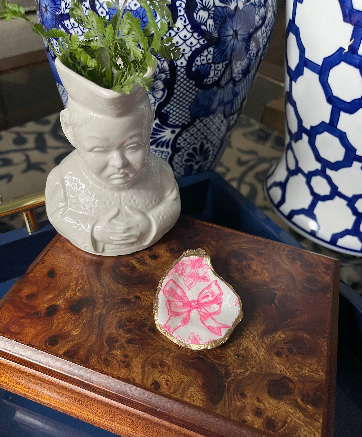 Pink Bows | Petite Oyster Shell Trinket Or Display