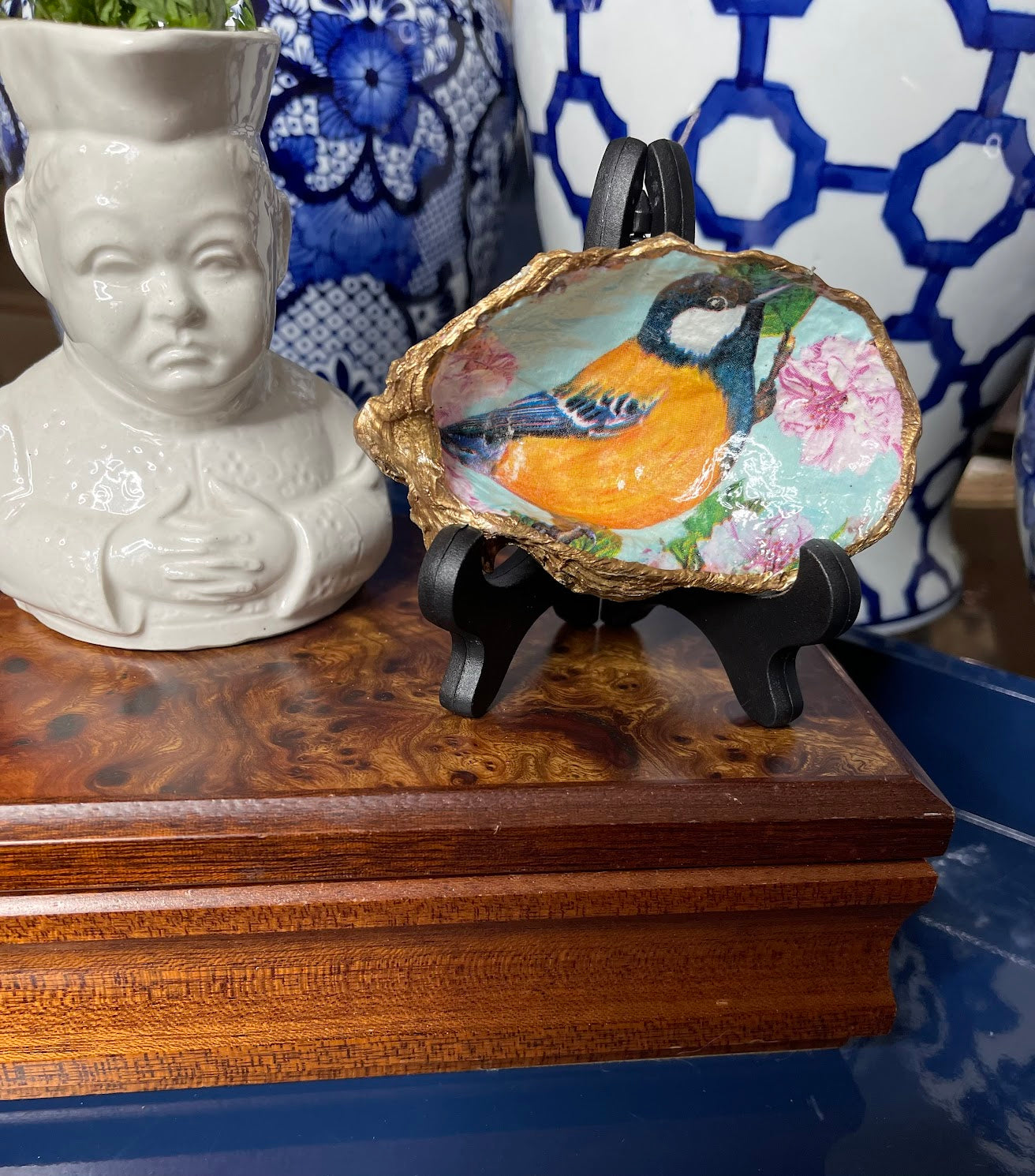 Cherry Blossom Songbird | Petite Oyster Display Shell
